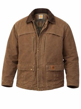 Carhartt Blanket Lined Duck Work Jacket Brown Distressed USA Style Men XL 24x29
